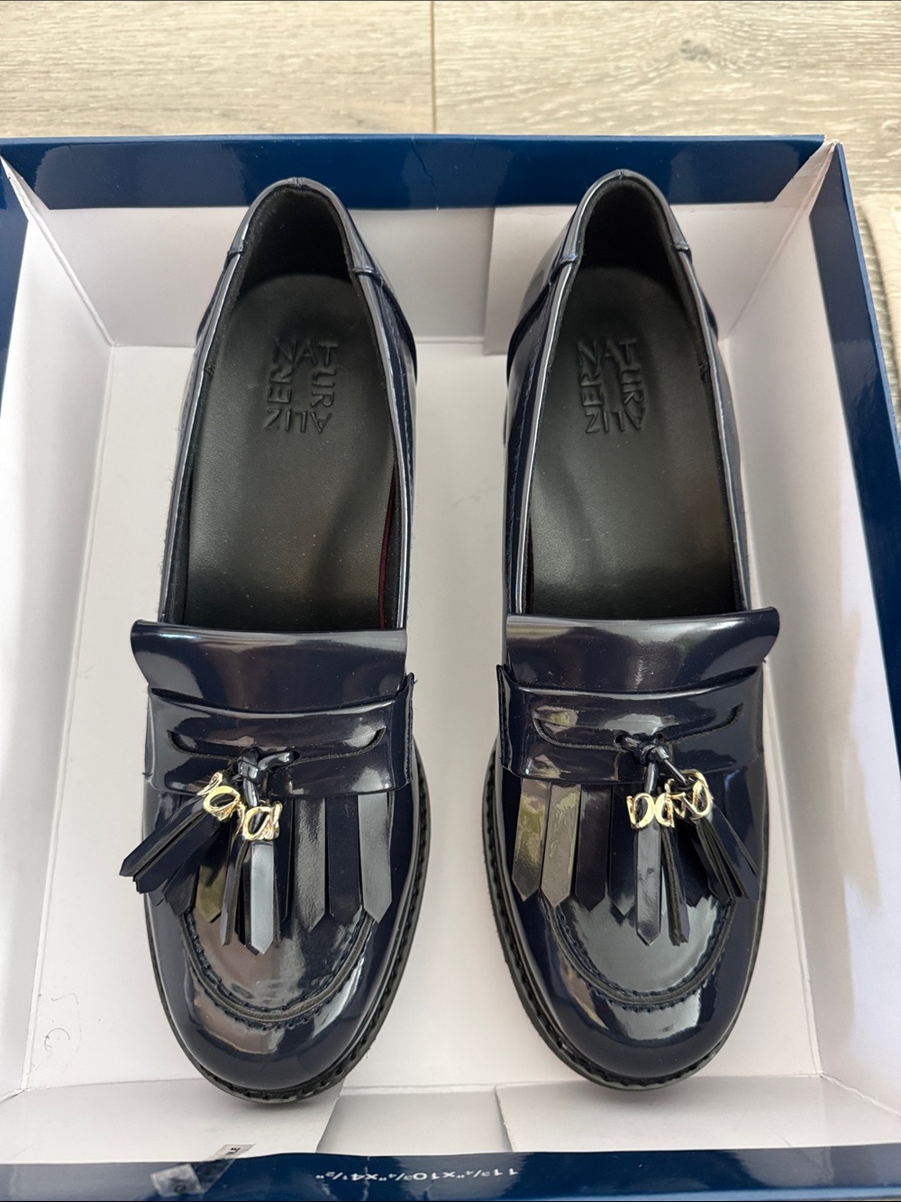 Naturalizer Navy Patent Tassel Kiltie Loafers - Picture 1 of 3